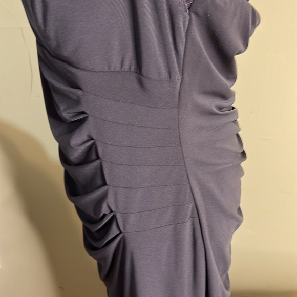 Cache dark gray keyhole open back sequins neckline Sleeveless Ruched Dress - Picture 10 of 17